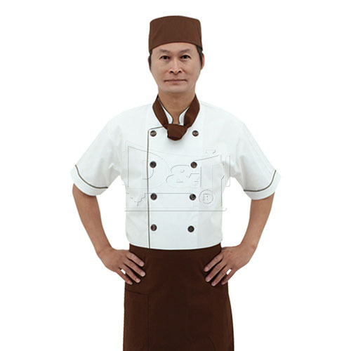 BC203咖啡色雙排釦滾邊配色廚師服chefwear  |商品總覽|廚師服|現貨. 訂製