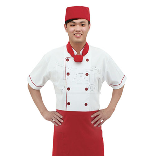 BC204紅色雙排釦滾邊配色廚師服chefwear  |商品總覽|廚師服|現貨. 訂製